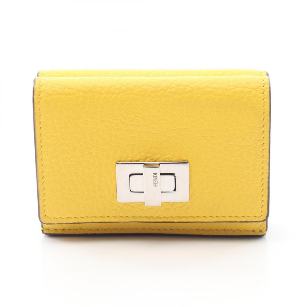 Fendi Peekaboo Tri fold Wallet Leather Yellow